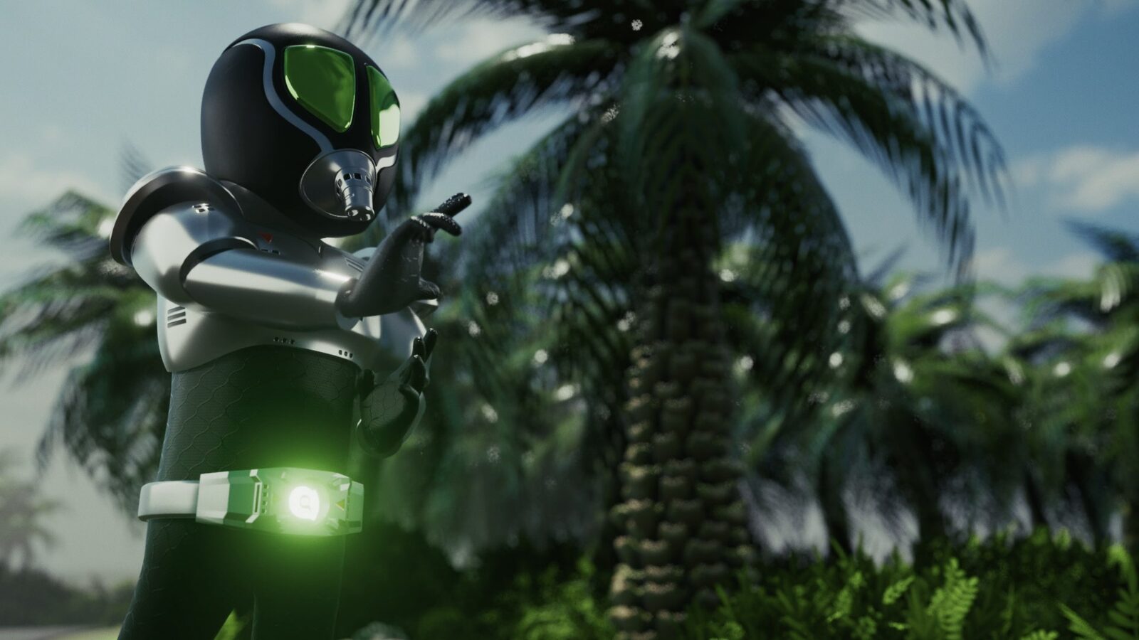 A silver-armored, tokusatsu-style hero character from Chipan Perkasa